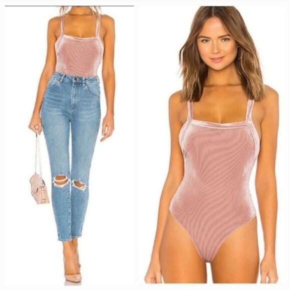 NEW Revolve Privacy Please Nola Ribbed Velvet Bodysuit in Mauve Pink Size XS - Picture 1 of 14